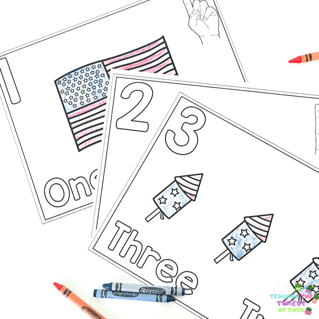 Three 4th of July Coloring Pages: Count and Color Patriotic Designs

