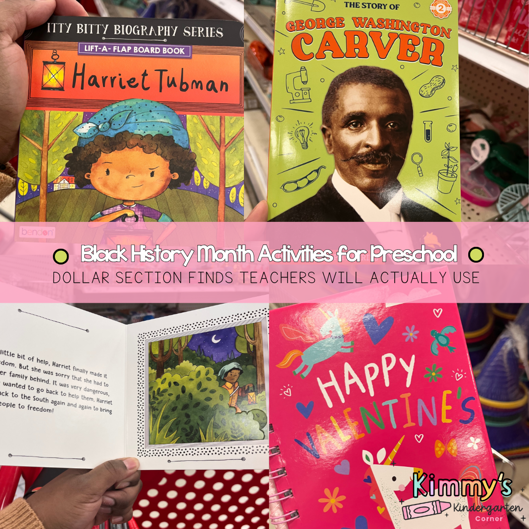 Black History Month activities for preschool using dollar section finds, including children’s books and hands-on preschool activities for circle time.
