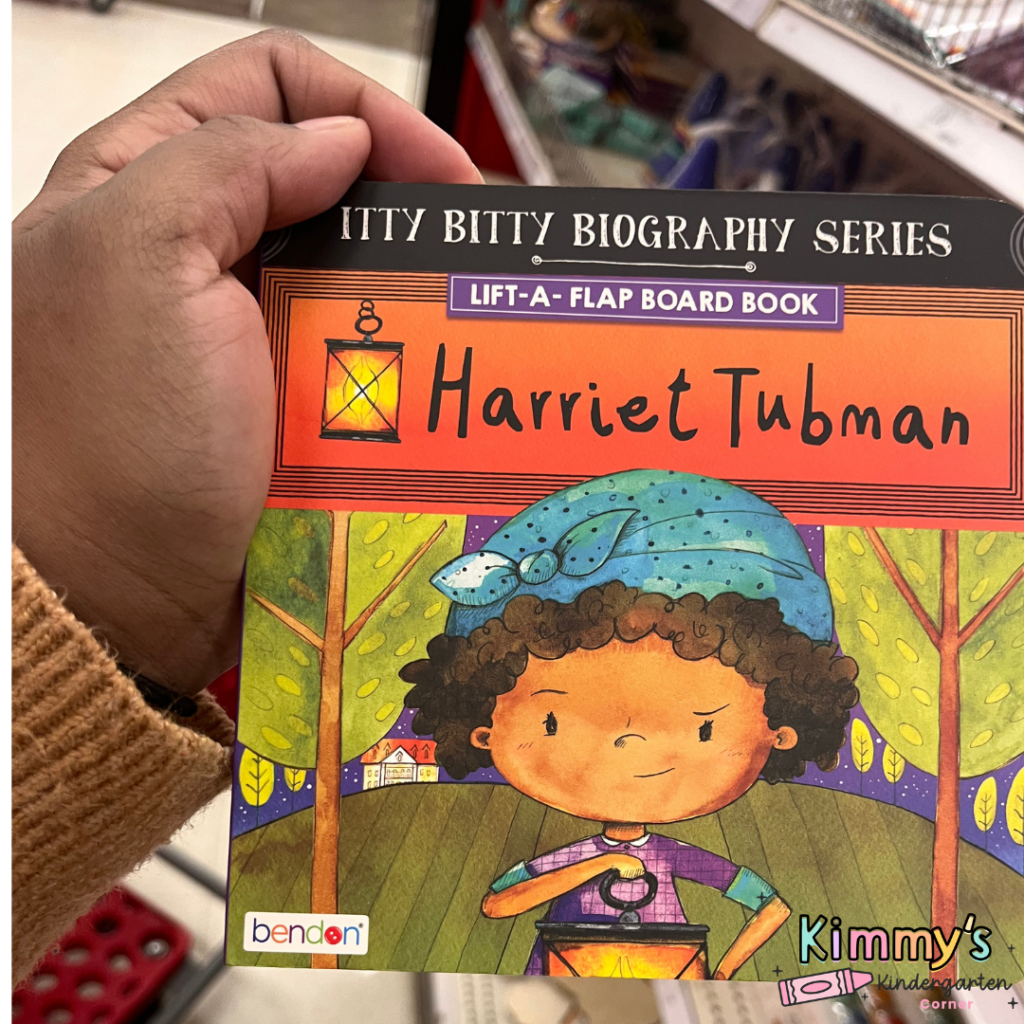 Harriet Tubman board book for Black History Month activities for preschool, perfect for circle time and early learning discussions.